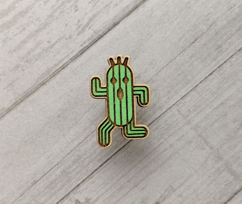 Madison Cherie Cactuar Hand Painted Wood Pin