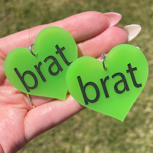 Madison Cherie Green Brat Heart Shaped Earrings