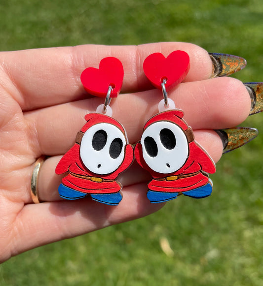Madison Cherie Red Heart Shy Guy Stud Earrings